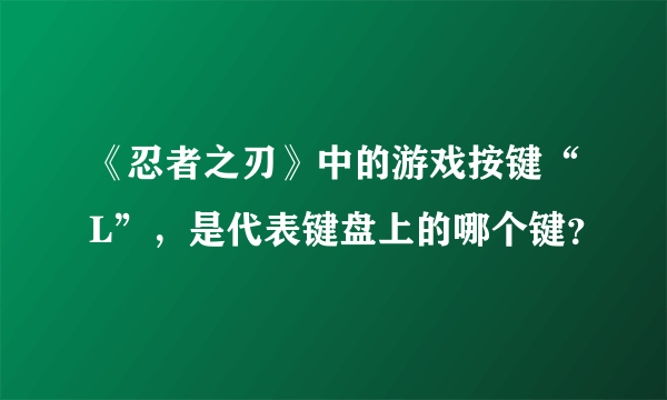 《忍者之刃》中的游戏按键“L”，是代表键盘上的哪个键？