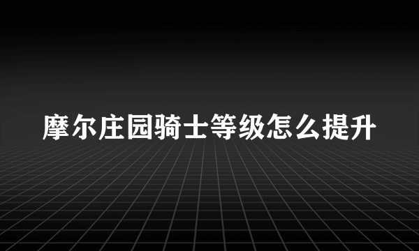 摩尔庄园骑士等级怎么提升