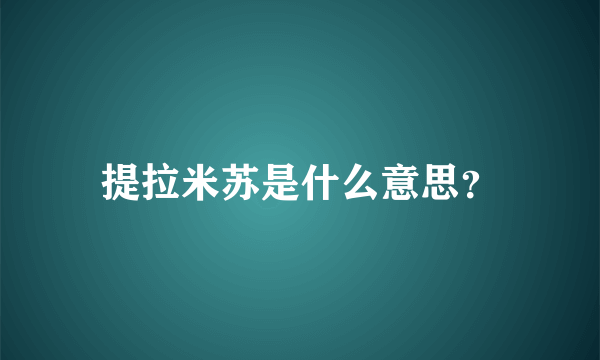 提拉米苏是什么意思？