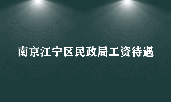 南京江宁区民政局工资待遇