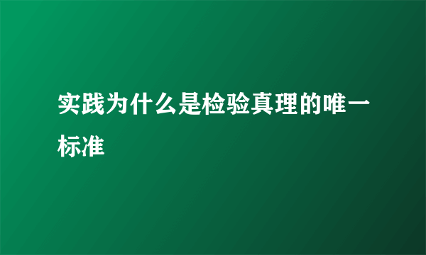 实践为什么是检验真理的唯一标准