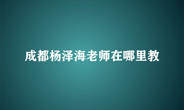 成都杨泽海老师在哪里教