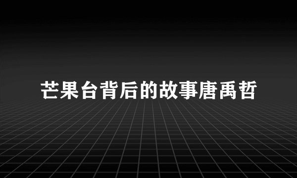 芒果台背后的故事唐禹哲