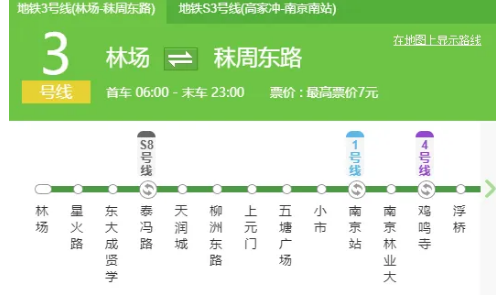 南京3号线地铁站点线路图