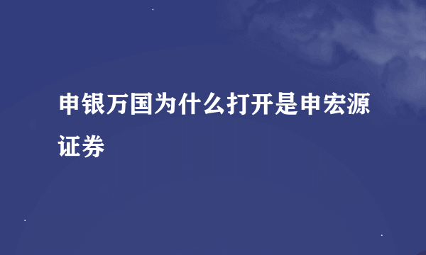 申银万国为什么打开是申宏源证券