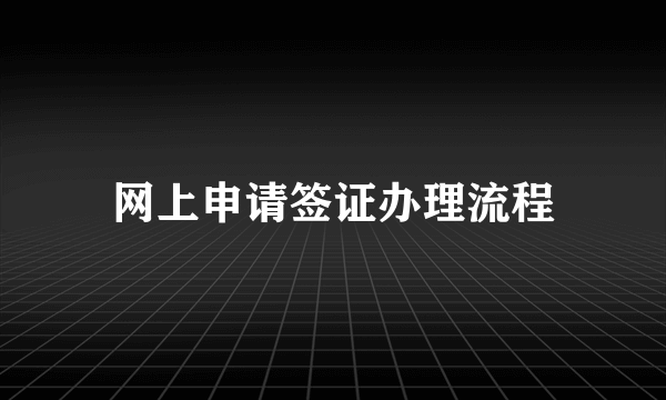 网上申请签证办理流程