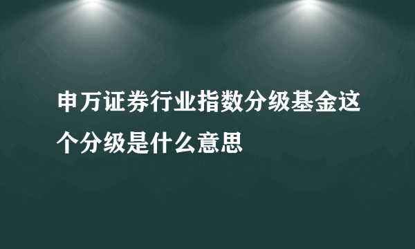 申万证券行业指数分级基金这个分级是什么意思