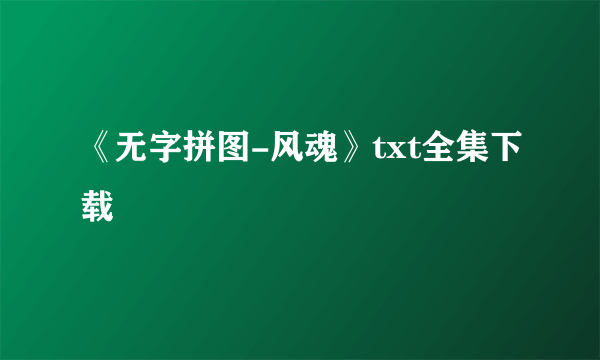 《无字拼图-风魂》txt全集下载