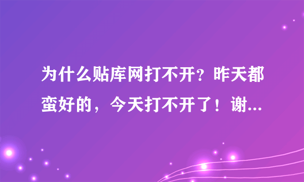 为什么贴库网打不开？昨天都蛮好的，今天打不开了！谢谢！【2011-1-12】