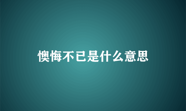 懊悔不已是什么意思