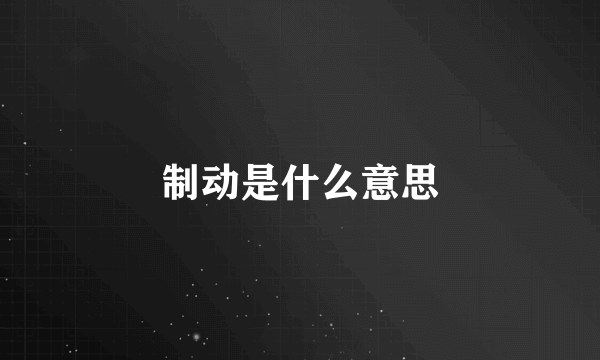 制动是什么意思