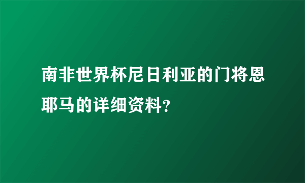 南非世界杯尼日利亚的门将恩耶马的详细资料？