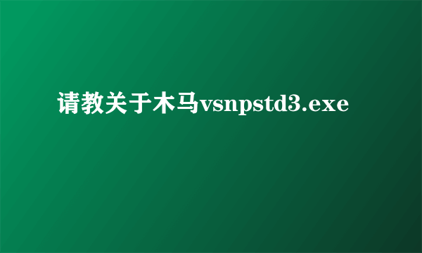 请教关于木马vsnpstd3.exe