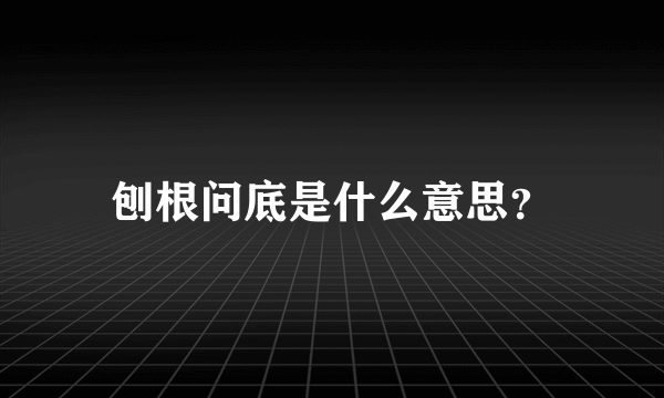 刨根问底是什么意思？