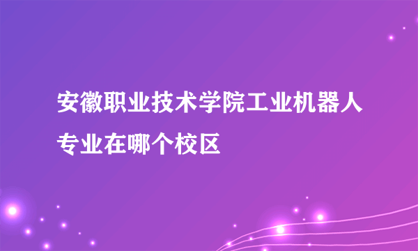 安徽职业技术学院工业机器人专业在哪个校区