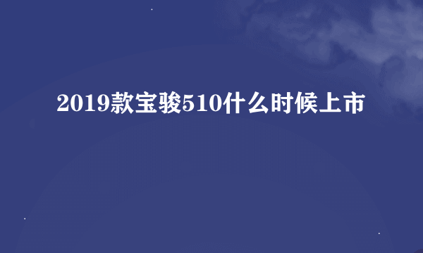 2019款宝骏510什么时候上市