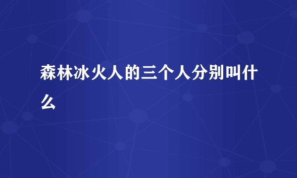 森林冰火人的三个人分别叫什么