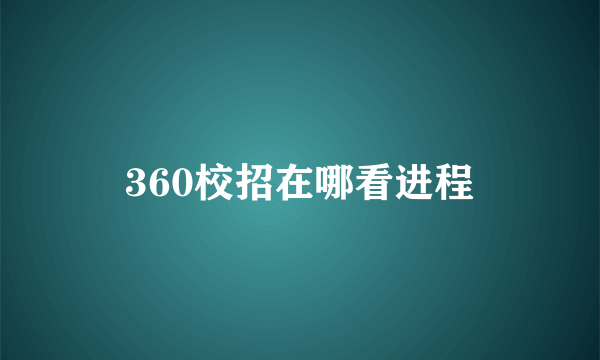 360校招在哪看进程