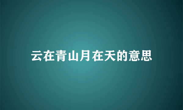 云在青山月在天的意思