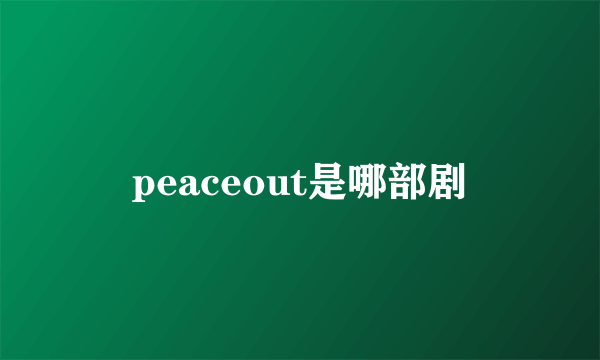 peaceout是哪部剧