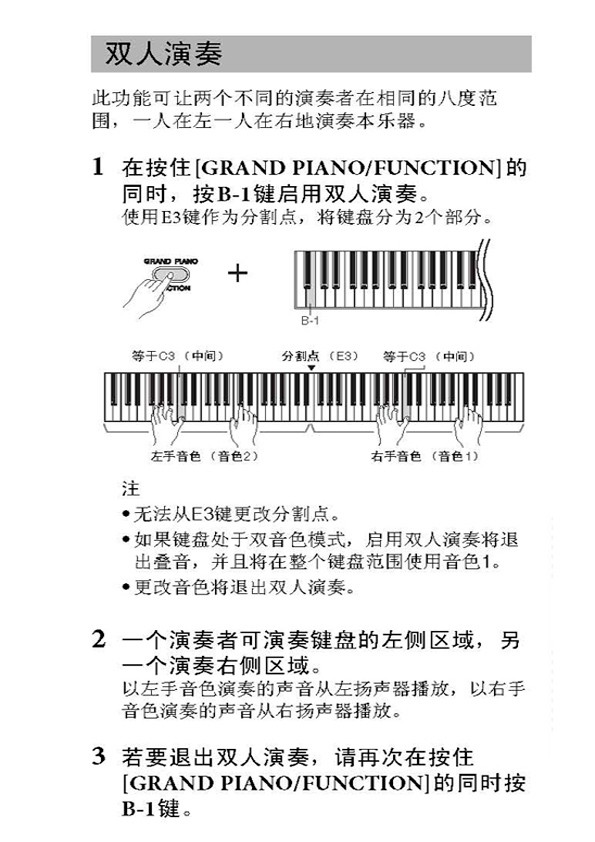 电钢琴双钢琴和双人模式是一回事吗？