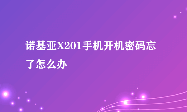 诺基亚X201手机开机密码忘了怎么办