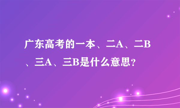 广东高考的一本、二A、二B、三A、三B是什么意思？