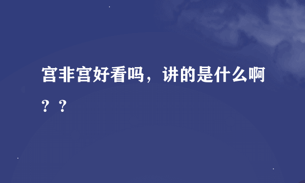 宫非宫好看吗，讲的是什么啊？？