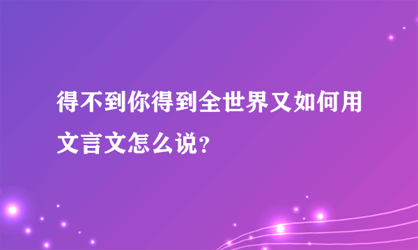 得不到你得到全世界又如何用文言文怎么说？