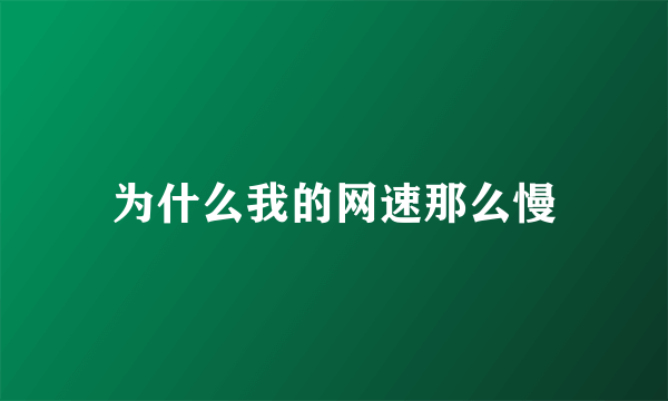 为什么我的网速那么慢