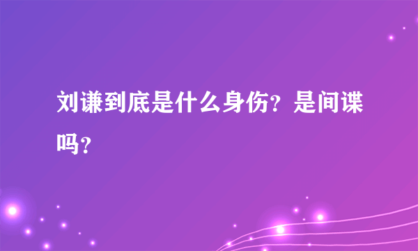 刘谦到底是什么身伤？是间谍吗？