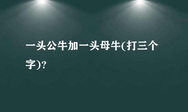 一头公牛加一头母牛(打三个字)？