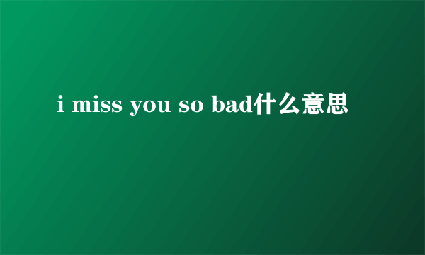 i miss you so bad什么意思