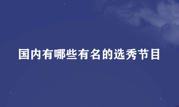 国内有哪些有名的选秀节目