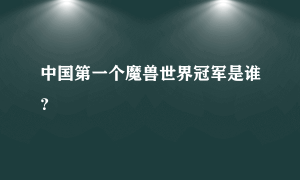 中国第一个魔兽世界冠军是谁？