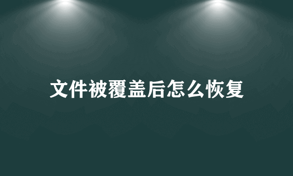 文件被覆盖后怎么恢复