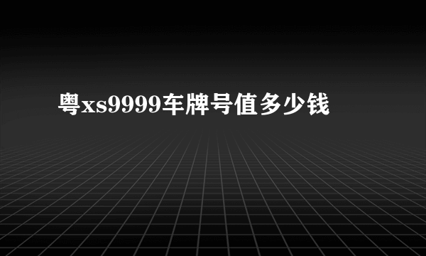 粤xs9999车牌号值多少钱