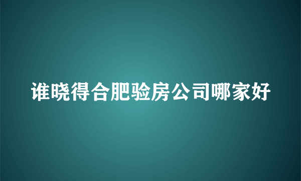 谁晓得合肥验房公司哪家好