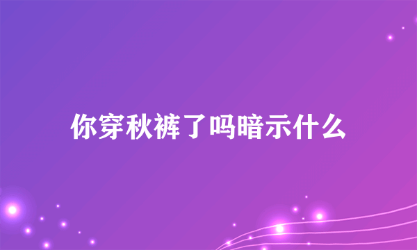 你穿秋裤了吗暗示什么