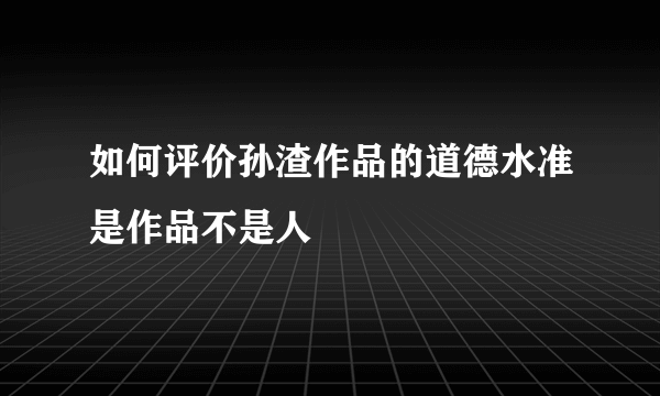 如何评价孙渣作品的道德水准是作品不是人