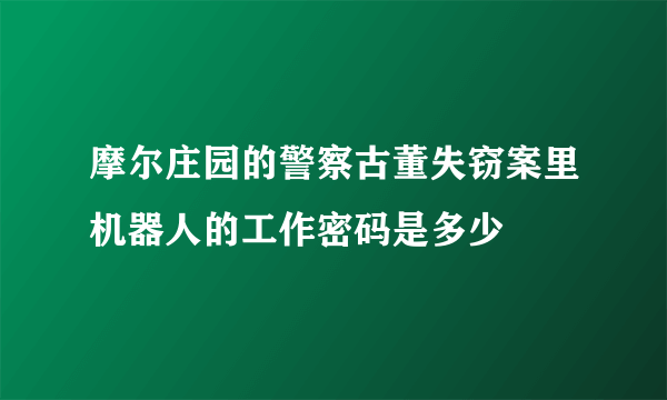 摩尔庄园的警察古董失窃案里机器人的工作密码是多少