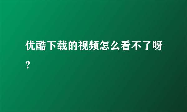 优酷下载的视频怎么看不了呀？