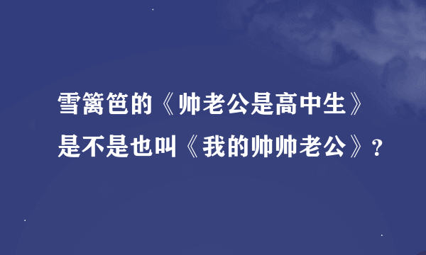 雪篱笆的《帅老公是高中生》是不是也叫《我的帅帅老公》？