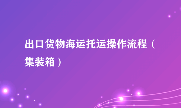 出口货物海运托运操作流程（集装箱）