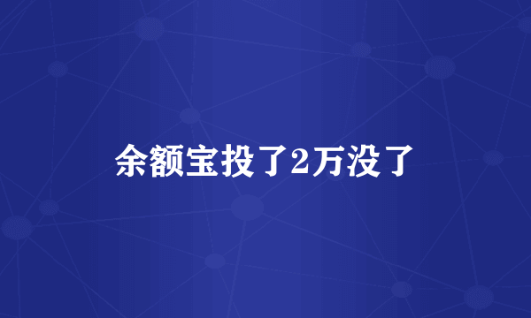 余额宝投了2万没了