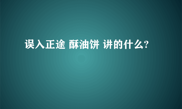 误入正途 酥油饼 讲的什么?