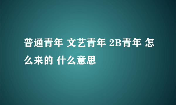 普通青年 文艺青年 2B青年 怎么来的 什么意思