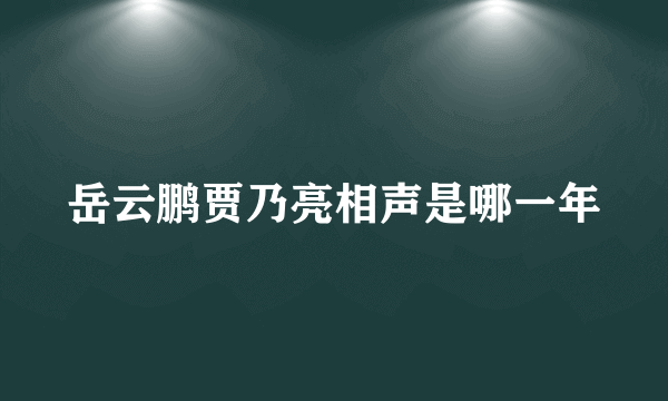 岳云鹏贾乃亮相声是哪一年