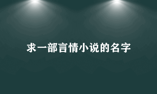 求一部言情小说的名字