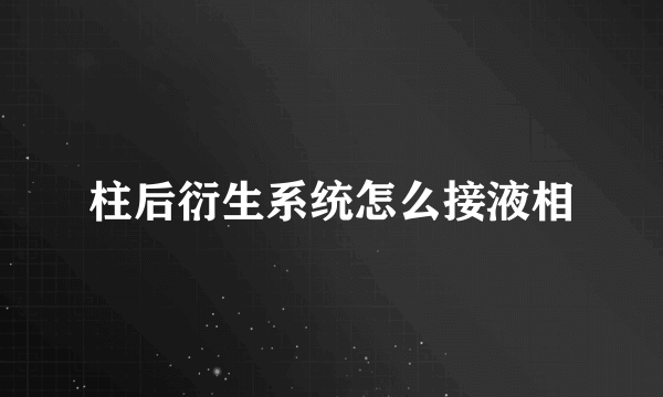 柱后衍生系统怎么接液相